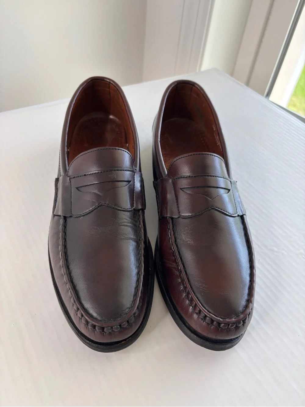 Allen Edmonds Walden Mens Shoe Size 10 Penny Loafer Burgundy Leather Sole Preppy
